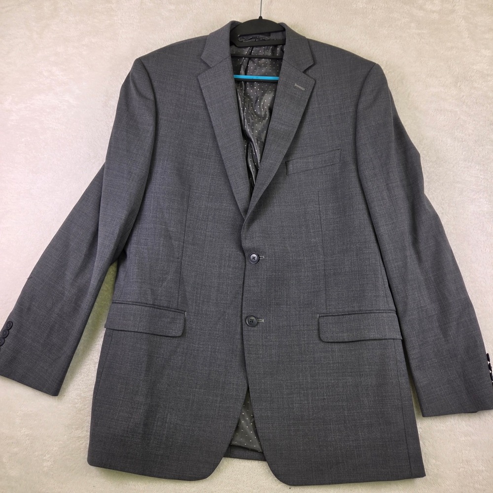 Collection by Michael Strahan Mens Gray Wool Blend 2-Button Suit Jacket 42L